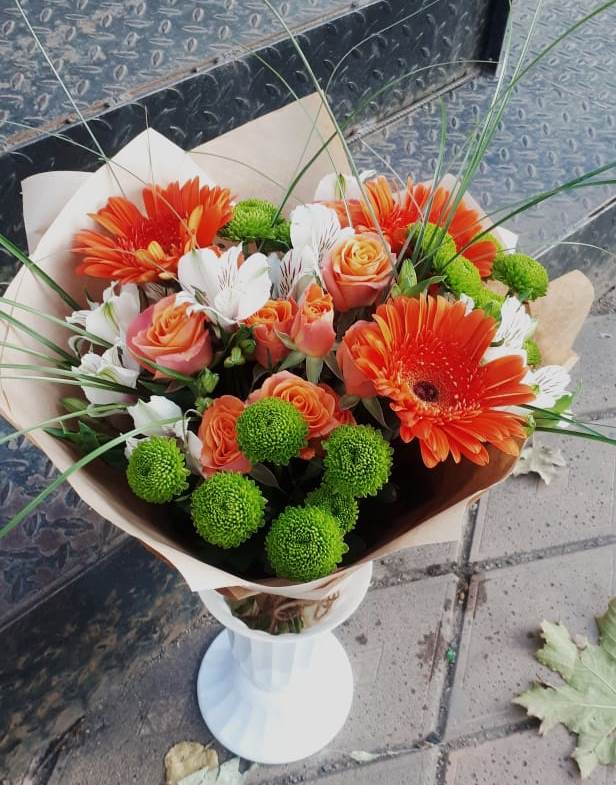 Букет цветов из: Герберы, Хризантемы, Альстромерии и Розы в Афанасьево