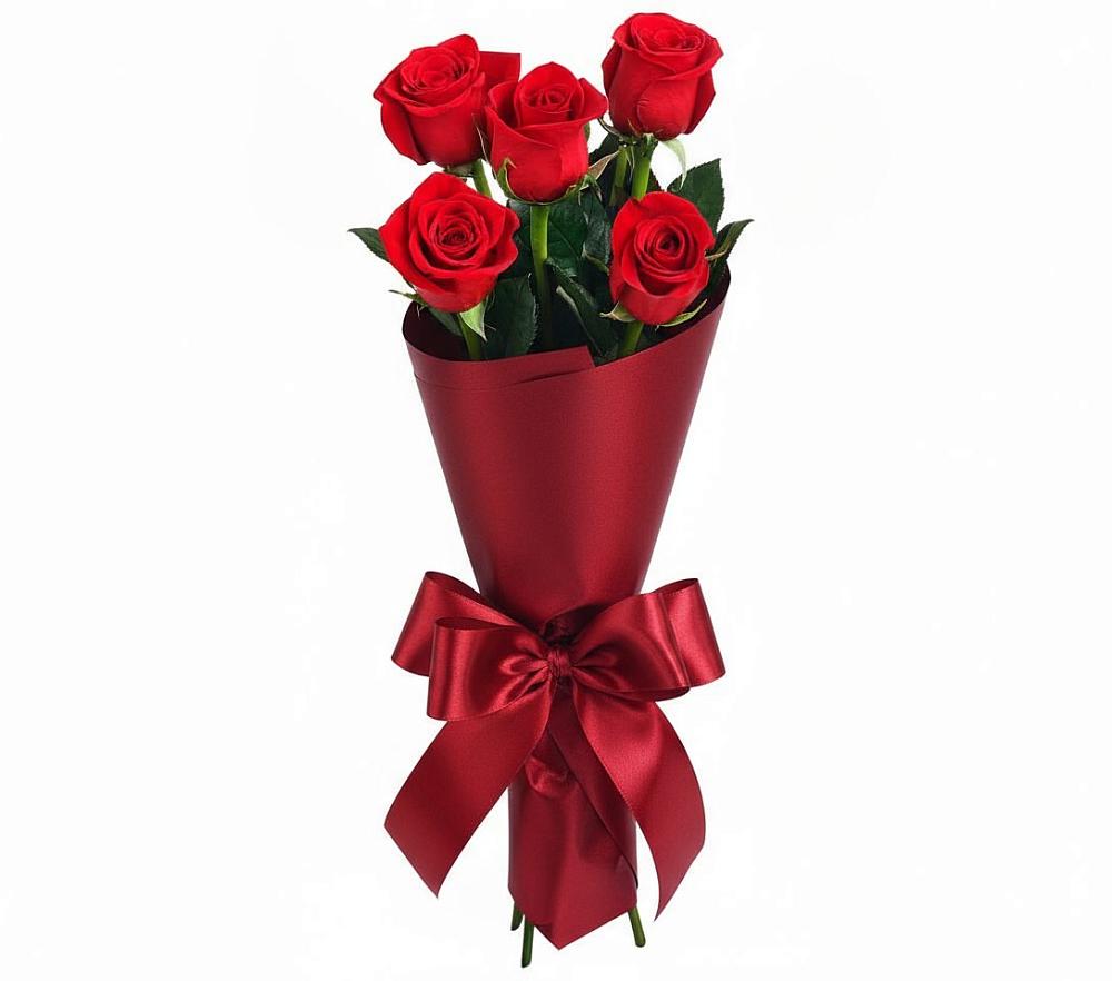 Букет 5 Красных роз Эдлесс Лав в Афанасьево