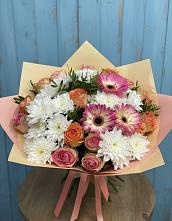 Букет цветов из:  Розы, Герберы и Хризантемы в Афанасьево