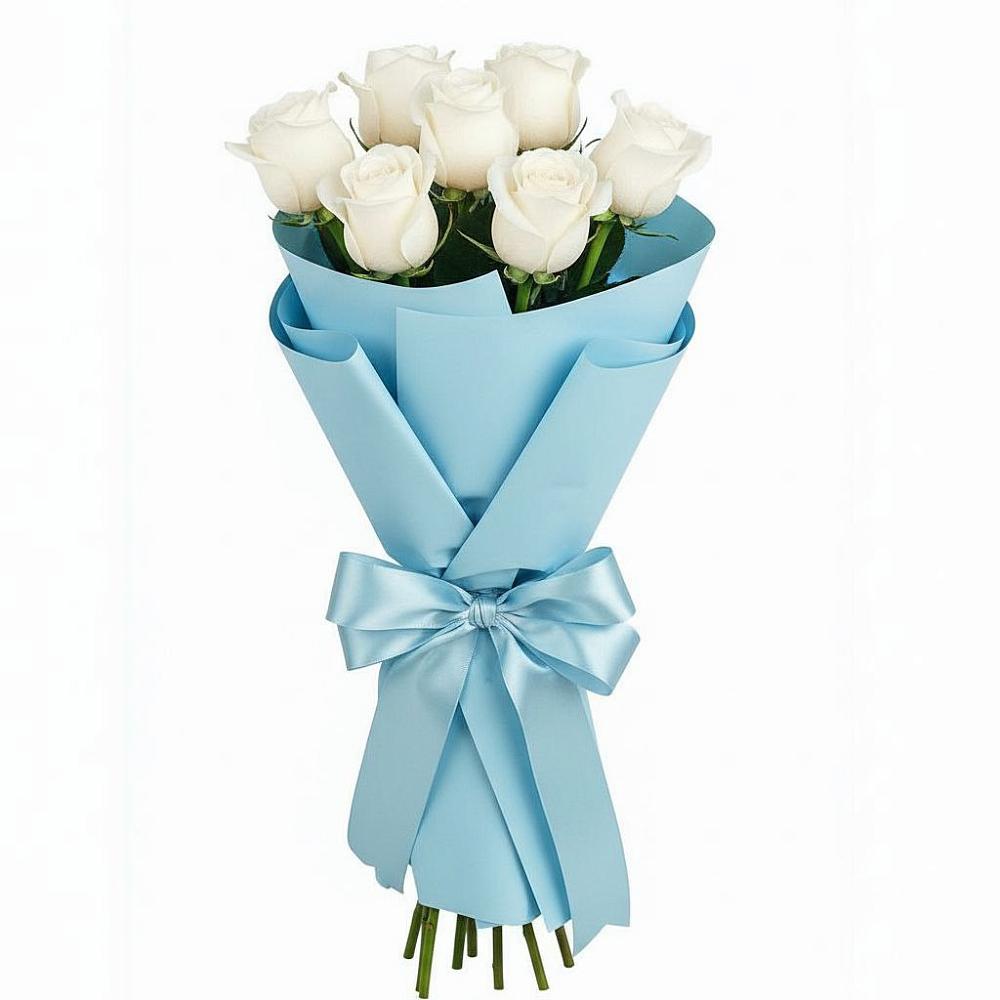 Букет 7 белых роз Проуд в Афанасьево