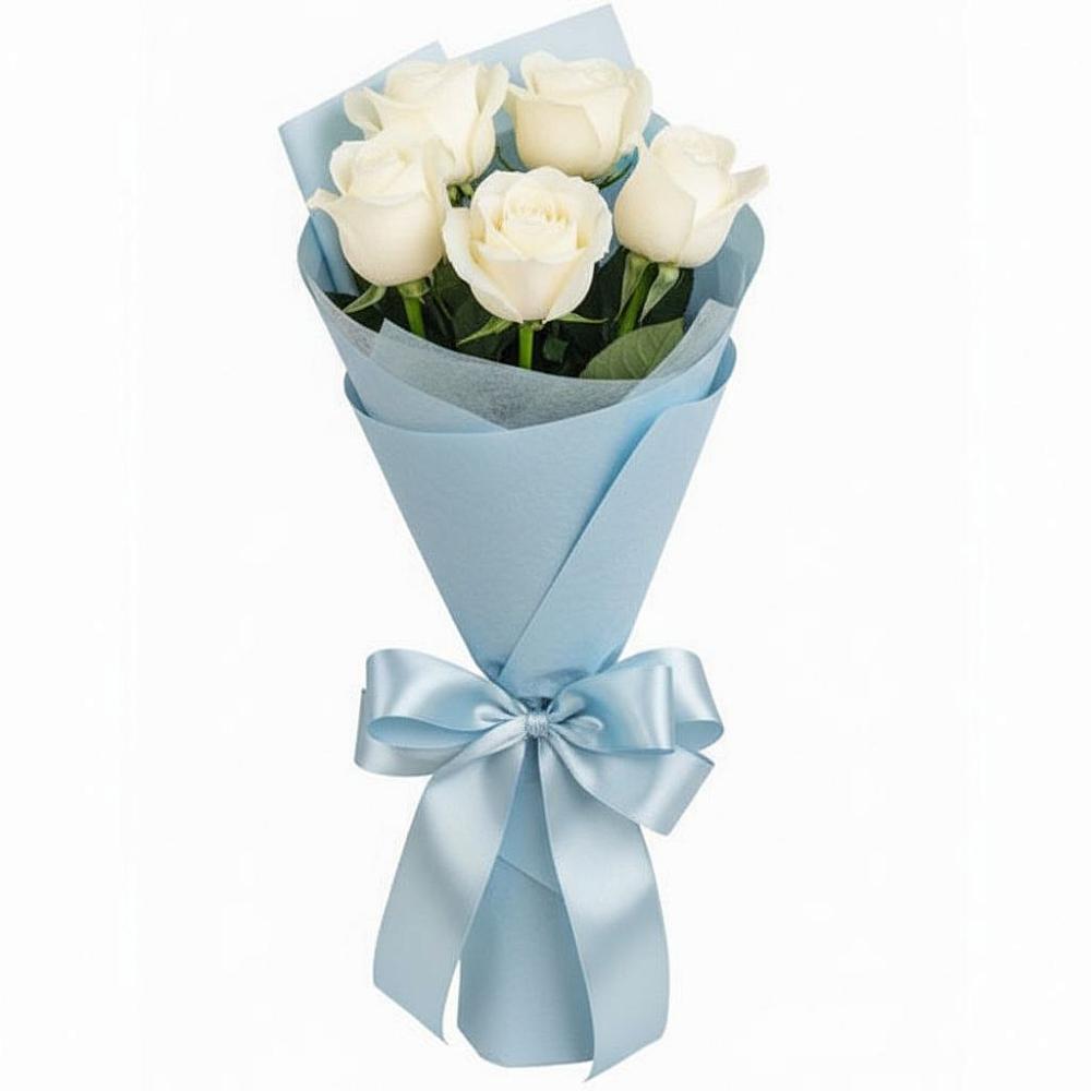 Букет 5 Белых роз Проуд в Афанасьево