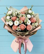 Букет цветов из:  Розы, Альстромерии и Лизиантусы #REPLACE_PRED# Афанасьево