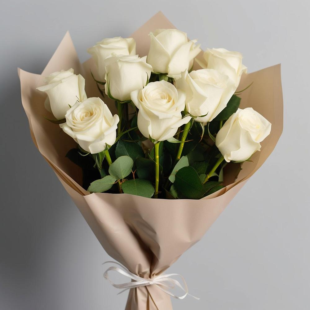 Букет 9 Белых роз Эдлесс Лав в Афанасьево