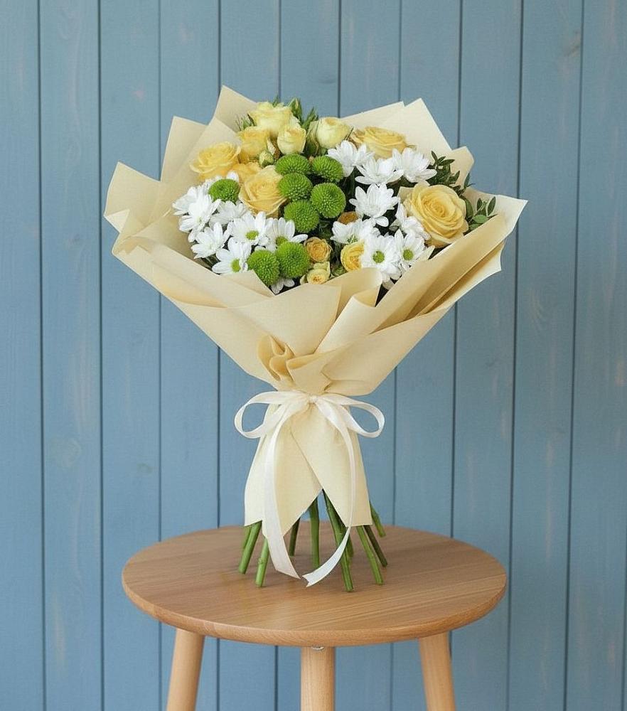 Букет цветов из: Хризантемы и Розы в Афанасьево