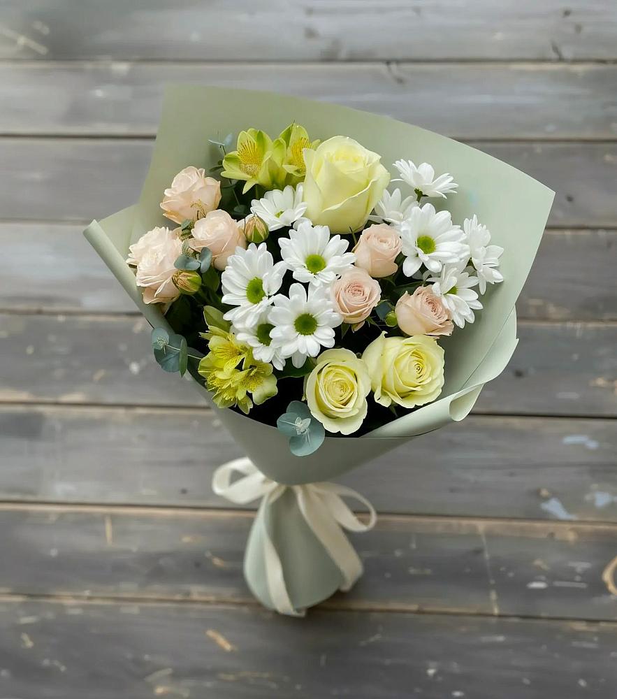 Букет цветов из: Альстромерии, Розы и Хризантемы в Афанасьево