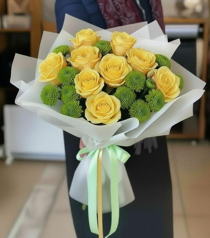 Букет цветов из: Хризантемы и Розы в Афанасьево