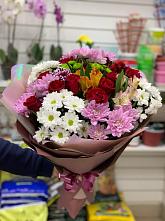 Букет цветов из:  Розы, Хризантемы и Альстромерии #REPLACE_PRED# Афанасьево