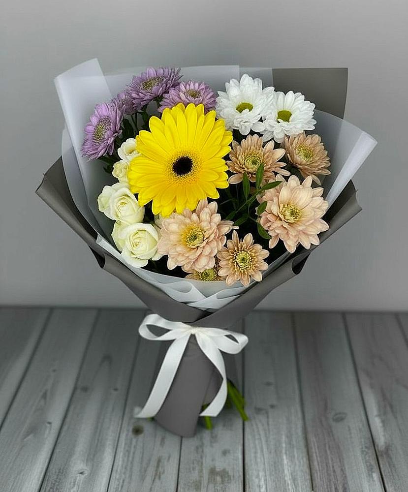 Букет цветов из: Розы, Герберы и Хризантемы в Афанасьево