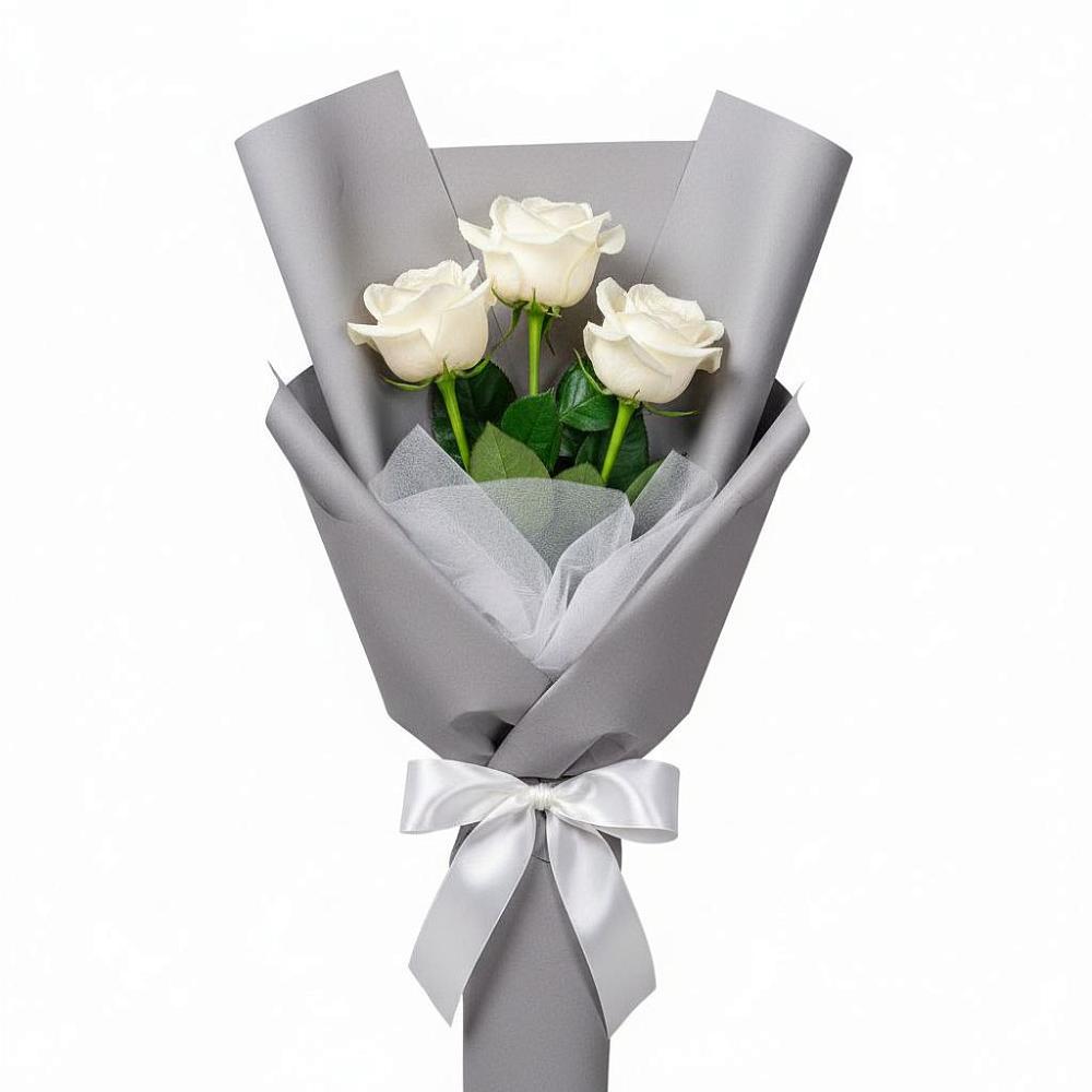 Букет 3 белые розы в Афанасьево