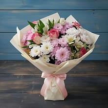 Букет цветов из:  Хризантемы, Альстромерии и Розы в Афанасьево