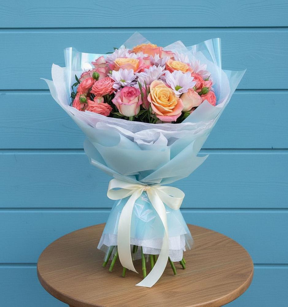 Букет цветов из: Хризантемы и Розы в Афанасьево