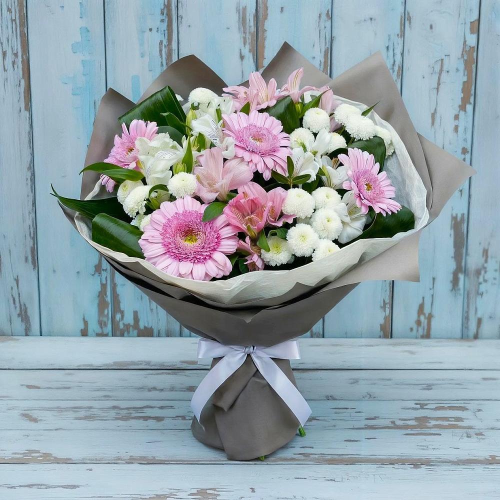 Букет цветов из: Герберы, Альстромерии и Хризантемы в Афанасьево