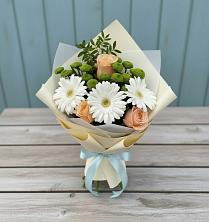 Букет цветов из:  Герберы, Розы и Хризантемы в Афанасьево