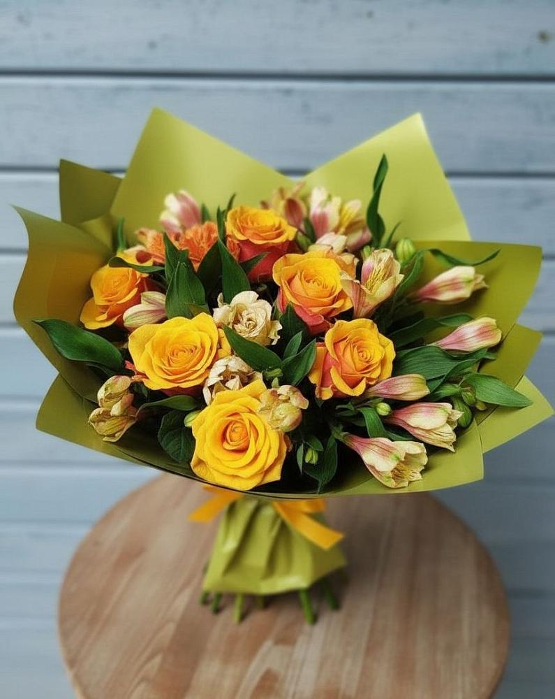 Букет цветов из: Альстромерии и Розы в Афанасьево