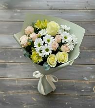 Букет цветов из:  Альстромерии, Розы и Хризантемы в Афанасьево