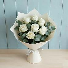Букет Белые розы в Эвкалипте в Афанасьево