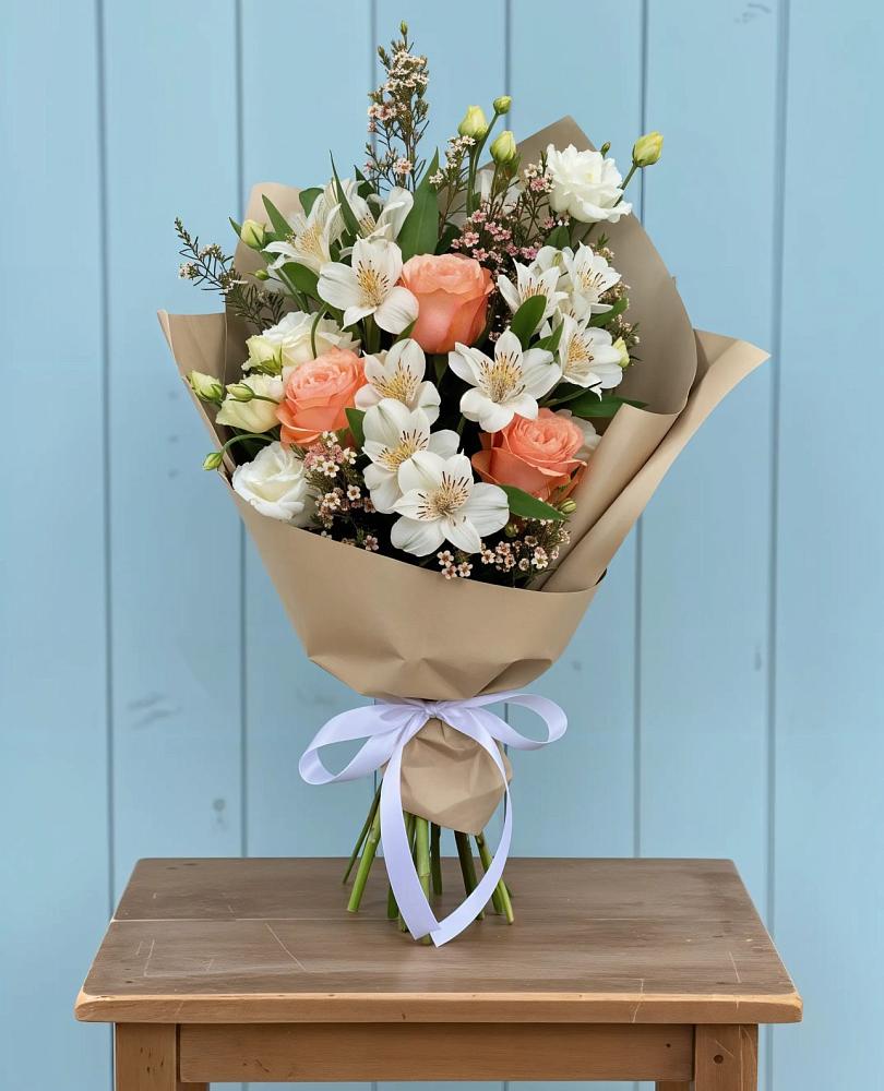 Букет цветов из: Альстромерии, Лизиантусы, Розы и Хризантемы в Афанасьево