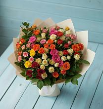 Букет Микс из разноцветных кустовых роз в Афанасьево